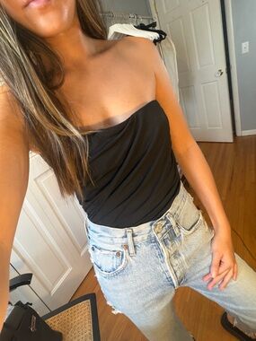 Miaou Black Strapless Ruched Camisole